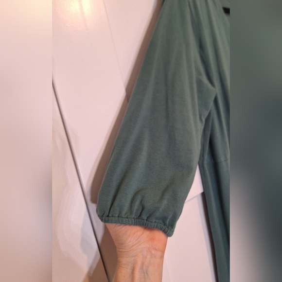 J. Jill Button Down Front Midi Dress Stretch 3/4 Sleeve Green Size Large - Picture 6 of 9